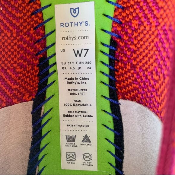 Rothy‘s Pomegranate Gingham Ballet Flats Women Sz 7 Moccasin Square Toe Fabric - Picture 3 of 11